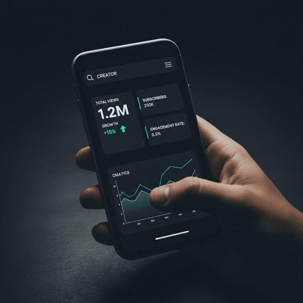 Creator analytics dashboard on a smartphone screen